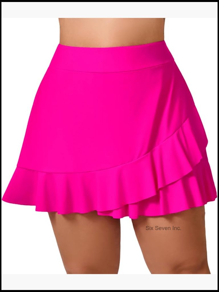 High Waisted Ruffle Swim Skirt With Tummy Control Bikini Bottoms